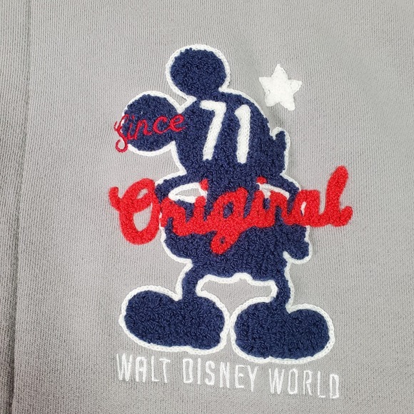 Disney Parks Varsity Jacket Mens XL Gray Blue Mickey Mouse Embroidered Letterman - Picture 3 of 11